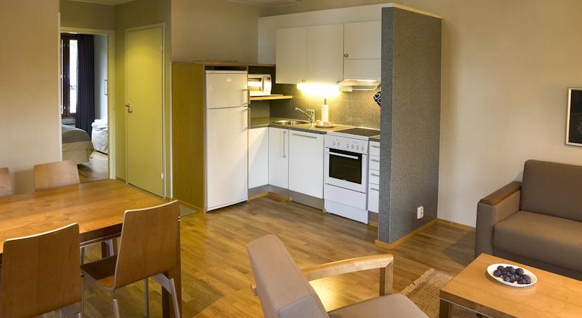 Фото кухни в коттедже Imatran Kylpylä Spa Apartments