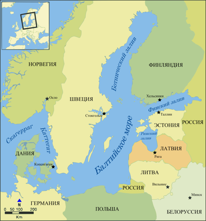 Ботнический залив на карте мира