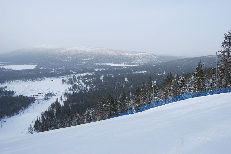 Трасса на горнолыжном курорте Леви в Финляндии