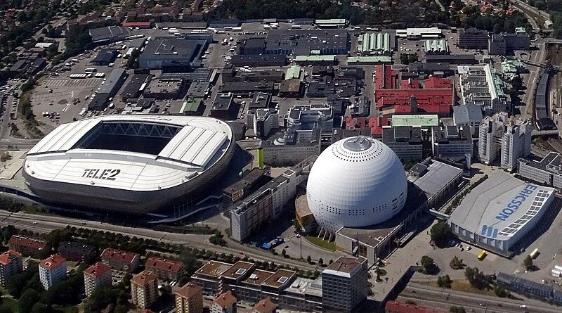 Вид сверху на Глобен Арена в Стокгольме