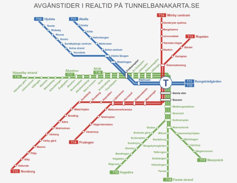 Карта метрополитена в Стокгольме
